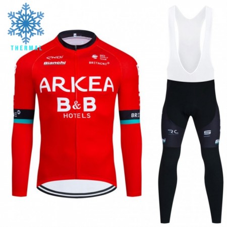 Cykeltøj Langærmet + Bib Cykelbukser Vinter 2024 Arkea-B B Hotels Rød